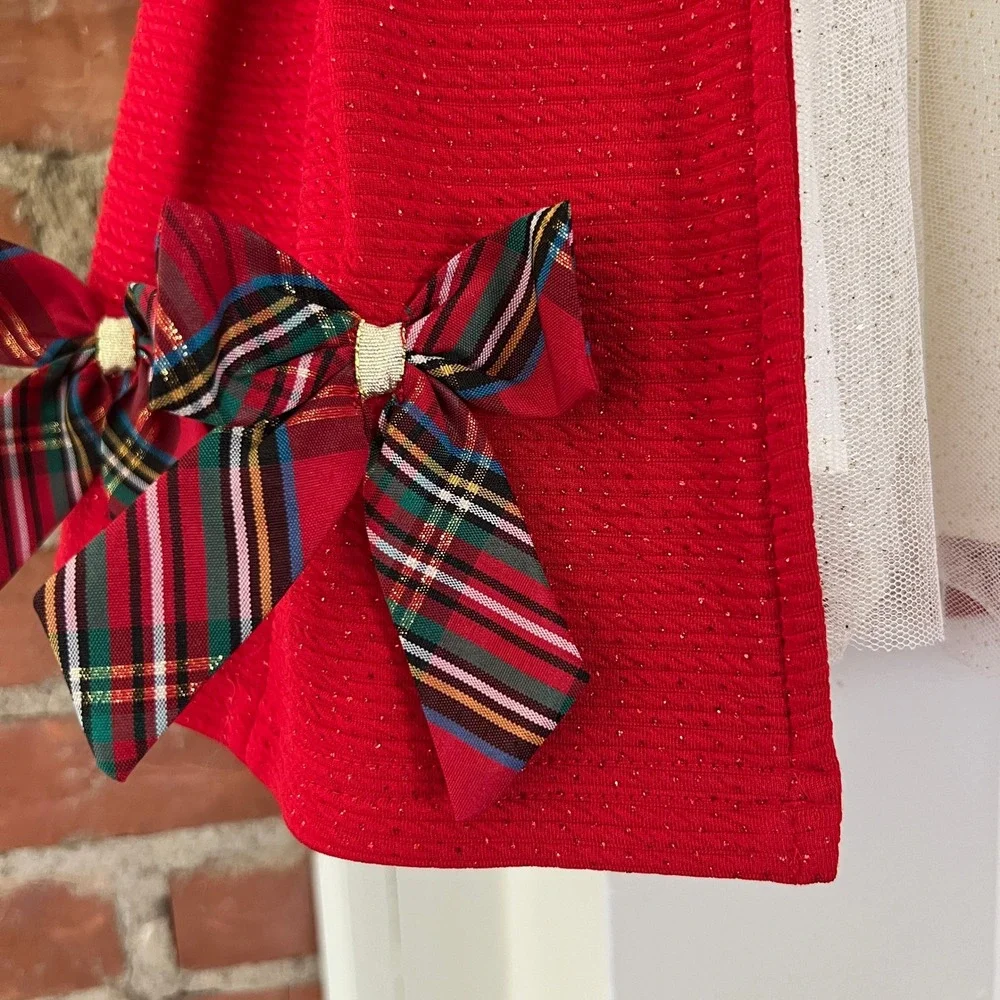 Blueberi Boulevard Baby 18M Christmas Plaid Dress Red Faux Fur Coat Holiday Set